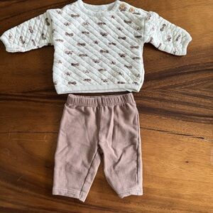 Little Planet Organic Cotton Cream Quilted Sweat Set 3M